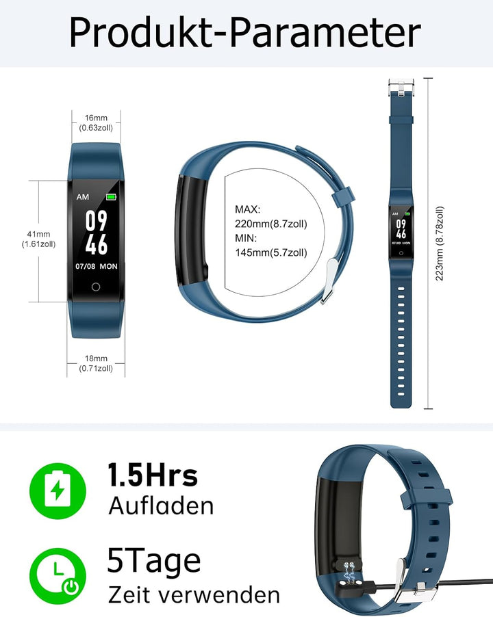 GRV Schrittzähler Uhr Ohne Bluetooth/App/Handy für Damen und Heren,Kinder Fitness Tracker Fitnessuhr