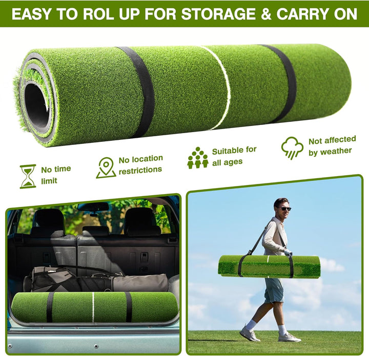 Golfmatte 150 x 120cm, Golf Abschlagmatte, Golf Übungsmatte mit 10 Golfbällen & 3 Gummi-Tees, 6 Absc