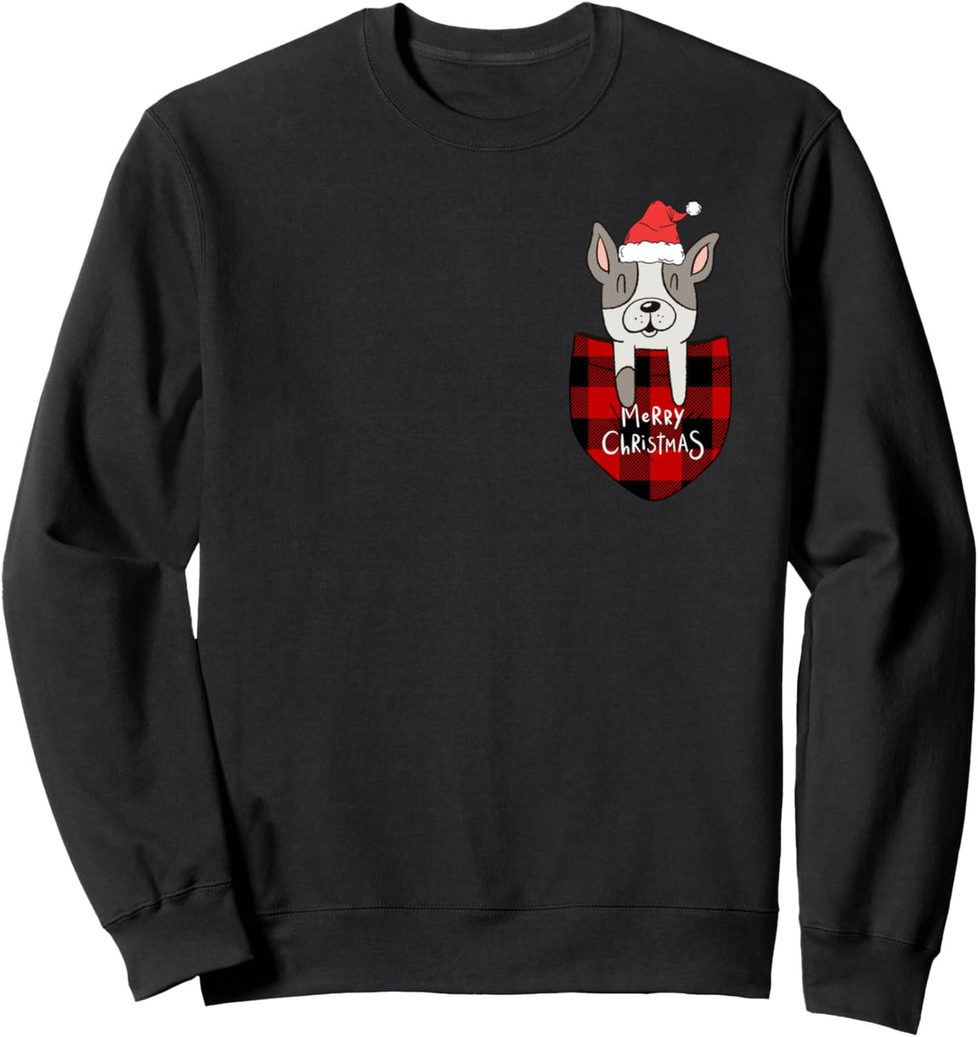 Nette Plaid-Tasche der niedlichen Weihnachts-Bulldogge für Sweatshirt