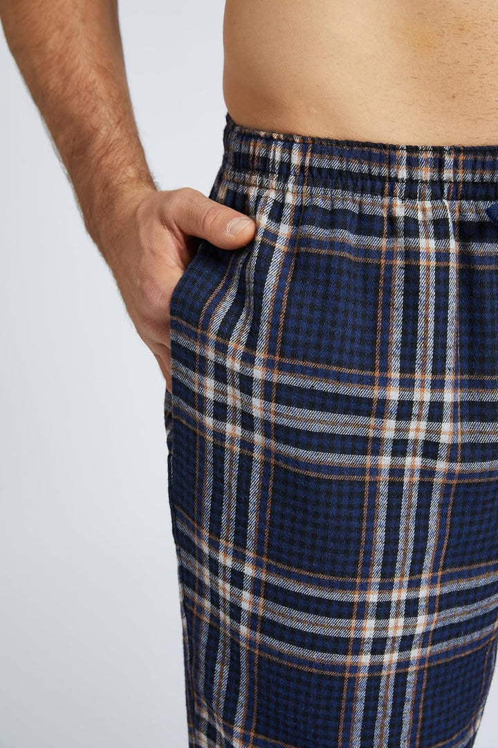 Jveyvth Herren Pyjamahose Flanell Baumwolle kariert Schlaf &amp; Lounge Hose, PJ Hose mit Taschen und Kn