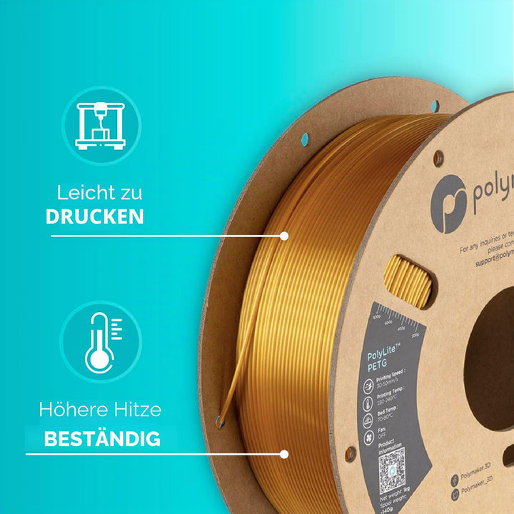 Polymaker PolyLite PETG Gold - 1,75mm - 1kg 1 kg Petg Gold (Hex Code: #Cc8a00), 1 kg Petg Gold (Hex