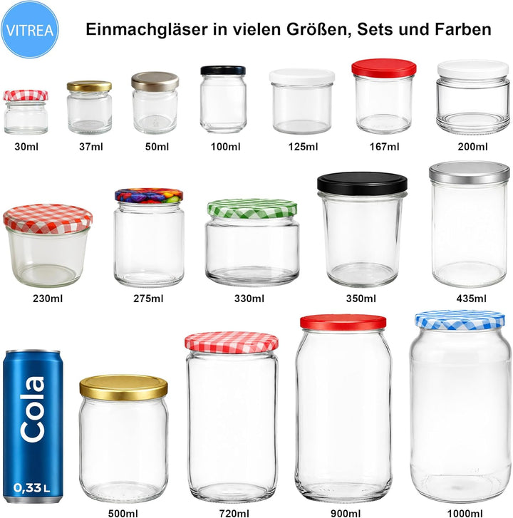Vitrea 100x Marmeladengläser 275 ml - mit Deckel Gold TO 66 - Einmachgläser zum befüllen mit Schraub