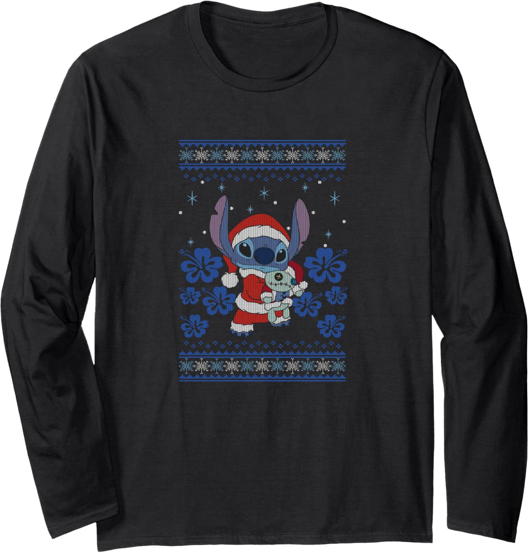 Disney Lilo &amp; Stitch Christmas Santa Suit Ugly Sweater Langarmshirt