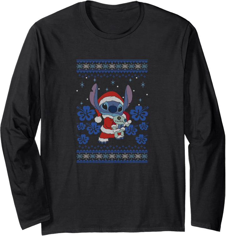 Disney Lilo &amp; Stitch Christmas Santa Suit Ugly Sweater Langarmshirt