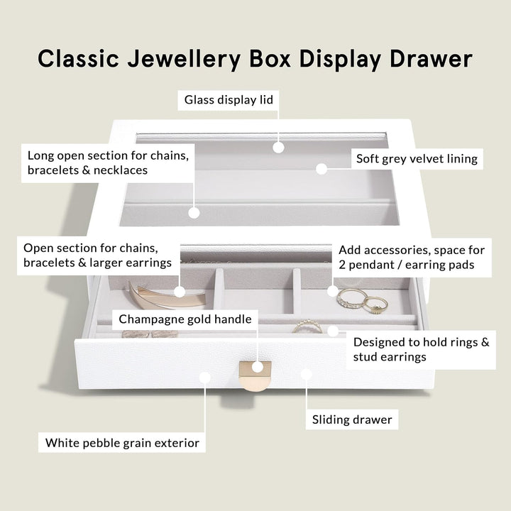 Stackers Pebble White Classic Jewellery Box - Set of 3 (with Drawers), White