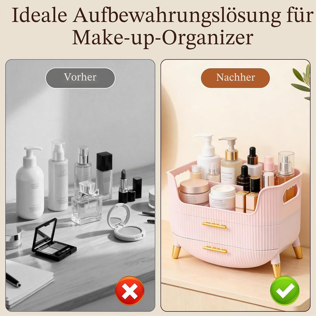 FARYODI Kosmetik Make-up-Organizer mit 2 Schubladen, Rutschfester Schminktisch-Organizer, Hautpflege