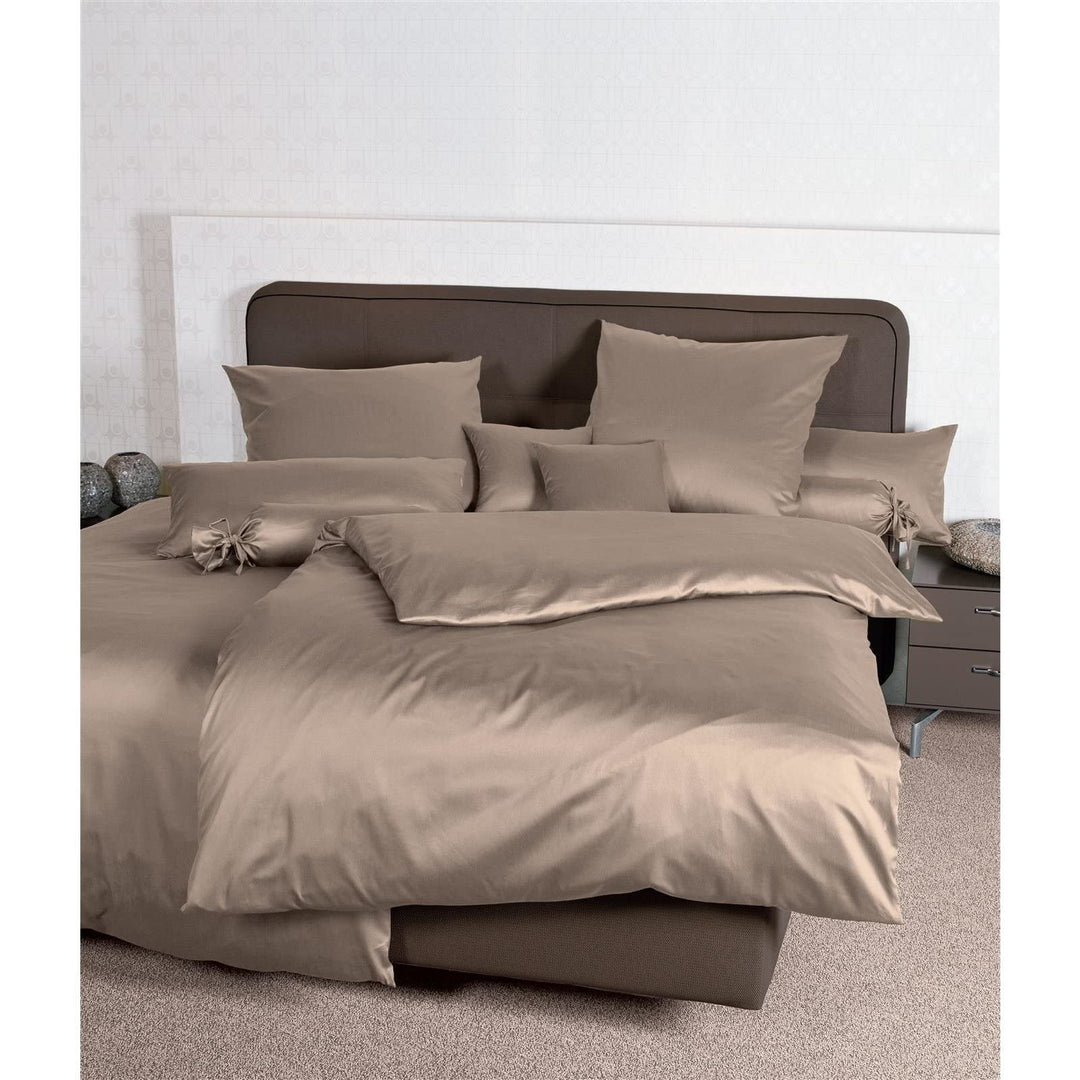 Janine Mako Satin Bettwäsche Uni Colors 200 x 220 cm Taupe 200 cm x 220 cm Taupe, 200 cm x 220 cm Ta