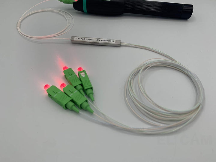 Elfcam - Optischer Splitter Glasfaser-PLC-Splitter (Fasersplitter) SC/APC Simplex Singlemode 0,9 mm,