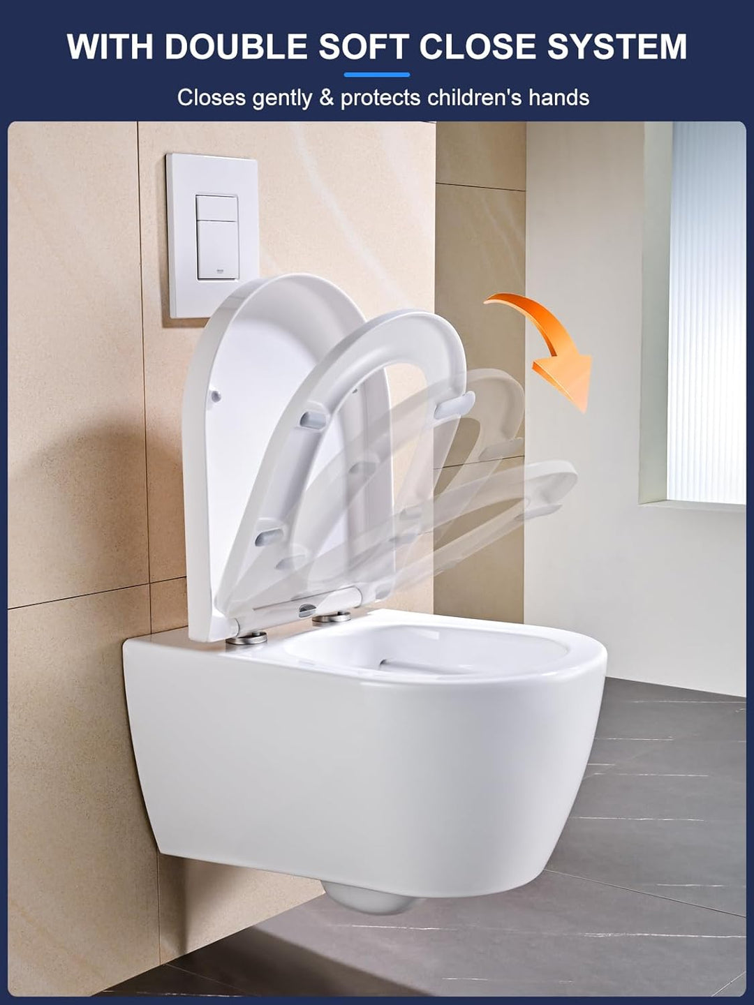 WC Sitz mit Absenkautomatik D-Form [KURZ], YEAUPE PRO Toilettendeckel mit Puller Lid, Toilettensitz