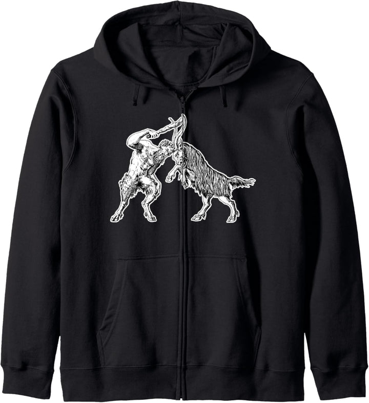 Satry vs Ziege Vintage Illustration Kapuzenjacke