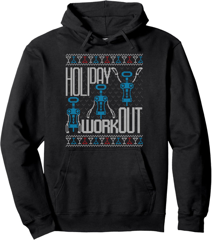 Holiday Workout Wein Flaschenöffner Ugly Christmas Sweater Pullover Hoodie