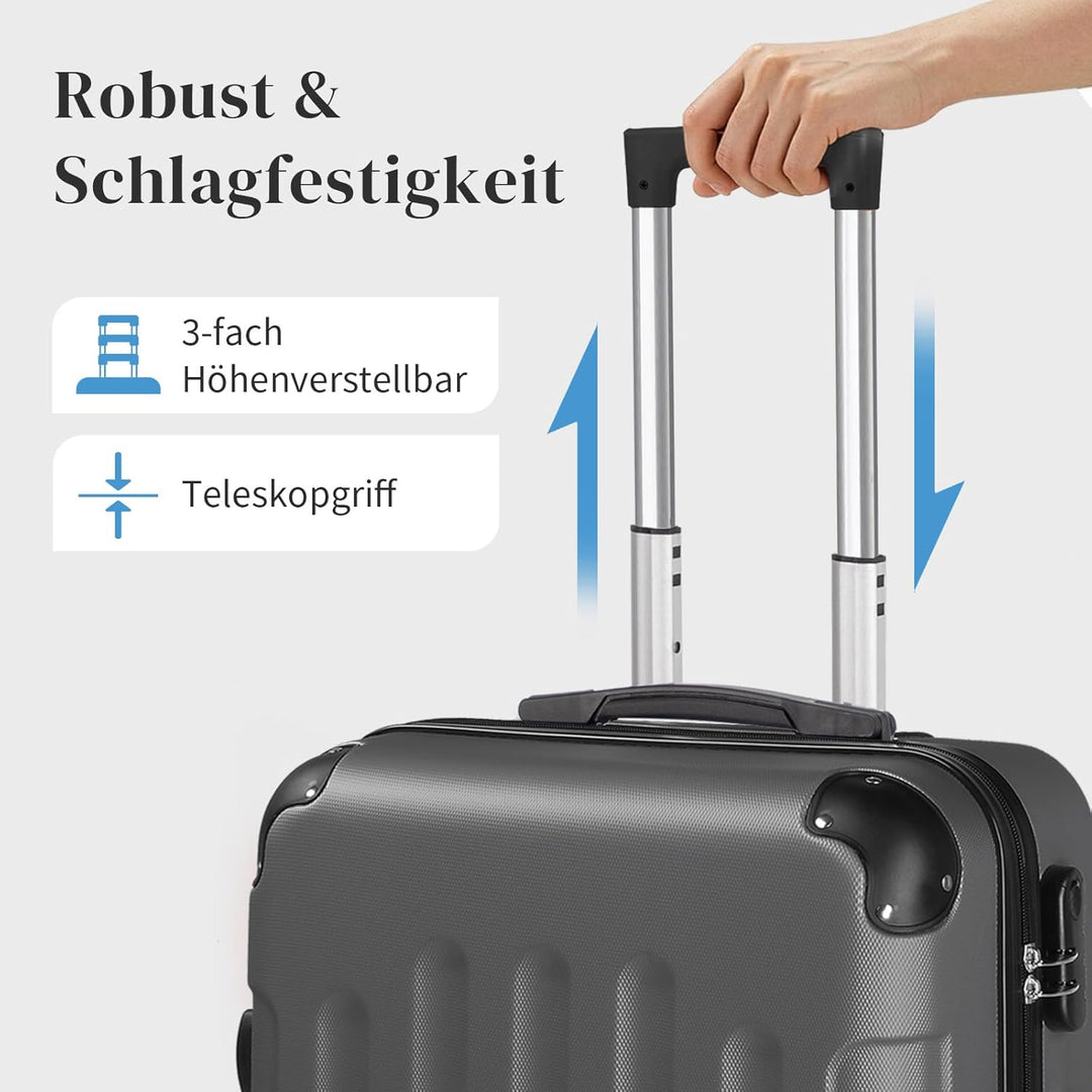 LEADZM Handgepäck Koffer mit Kosmetikkoffer, Koffer Set 2 teilig Hartschale mit verstärkten Ecken, K