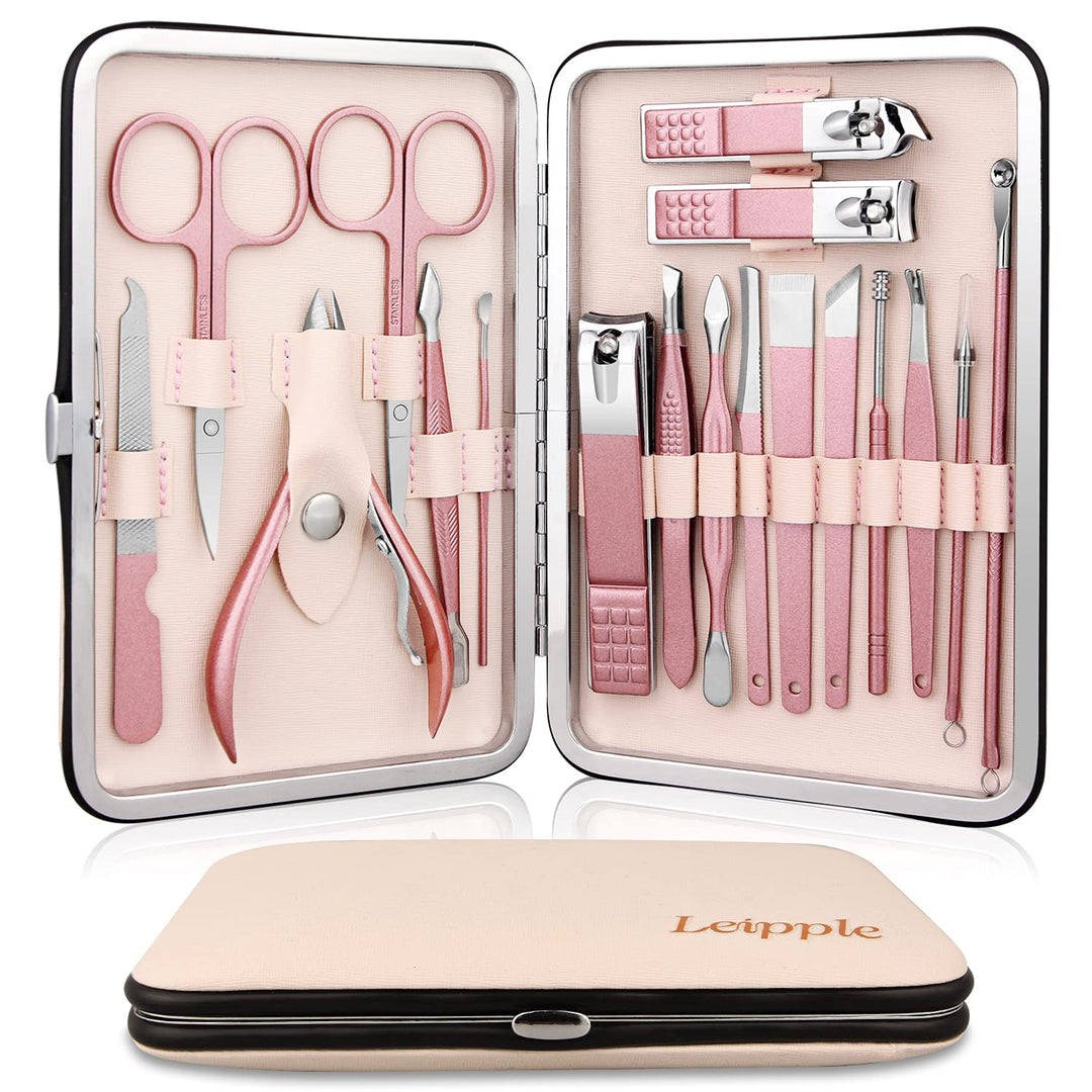 Leipple Maniküre Set Professionelles Nagelknipser Kit Pediküre Kit -18 stücke Pflegeset aus Edelstah