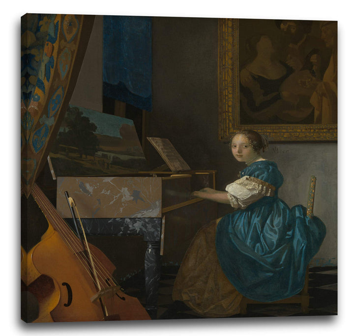 Printed Paintings Leinwand (60x60cm): Jan Vermeer - Sitzende Virginalspielerin (1672) 60x60 cm, 60x6