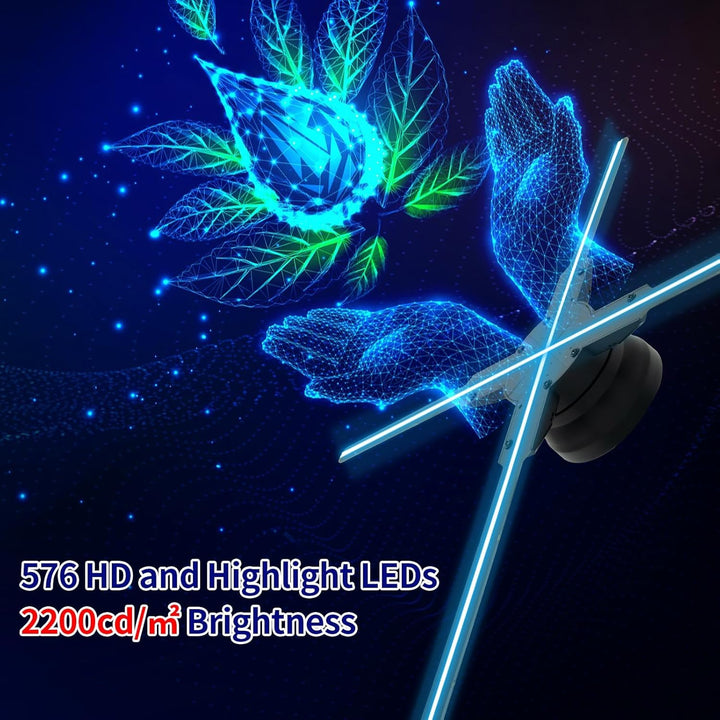 50CM 3D Hologramm Projektor mit WiFi und Bluetooth,3D Hologramm Fan mit 560 Leds und 2200 cd/m² und