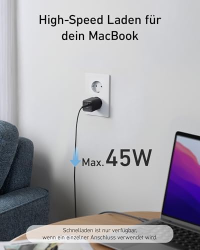 Anker 60W USB C Kabel [2 Stück 1m]+Anker 47W USB C Ladegerät