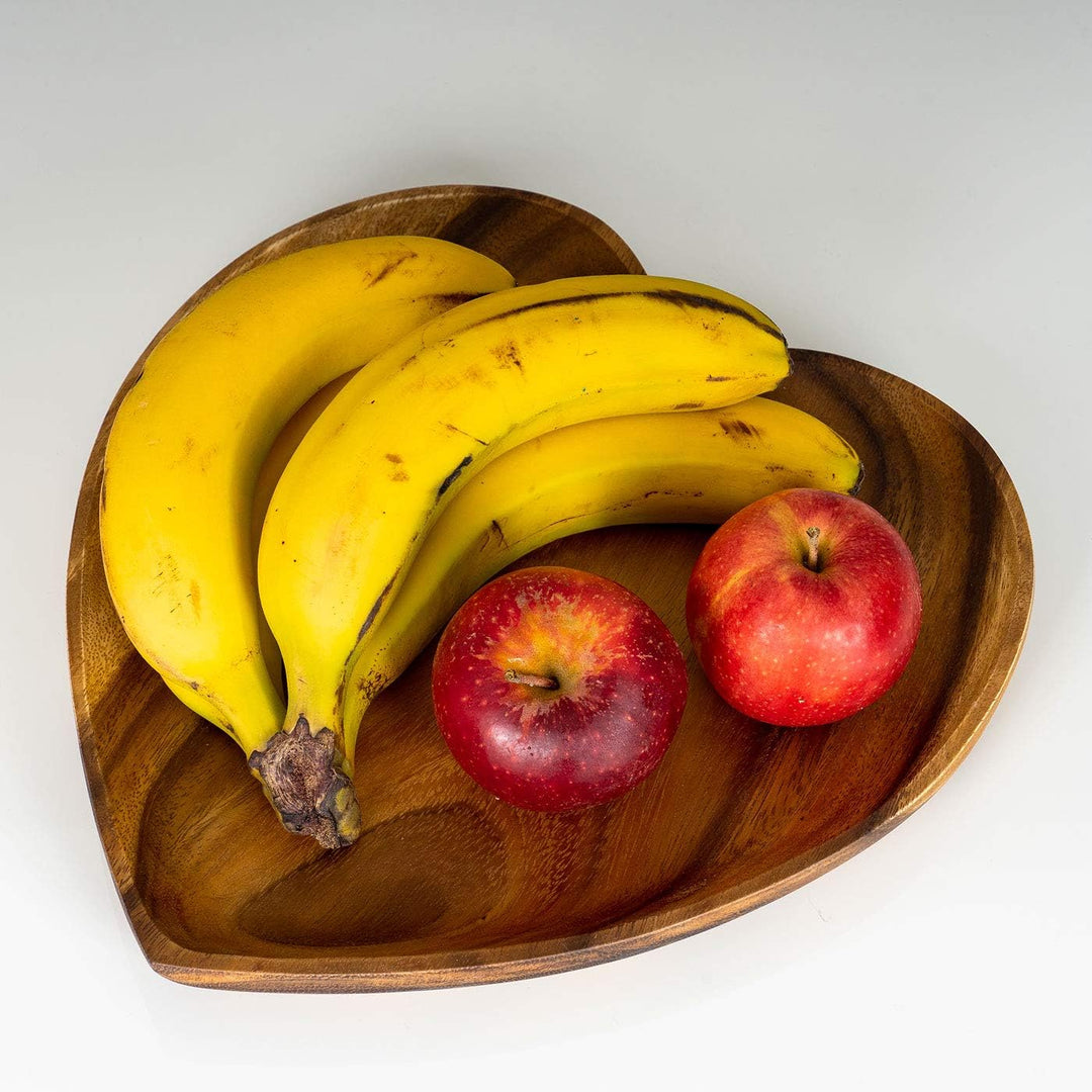levandeo Holzschale Akazie 30cm Herz Design Snackschale Schale Obstschale Obstkorb Tischdeko Deko, 3