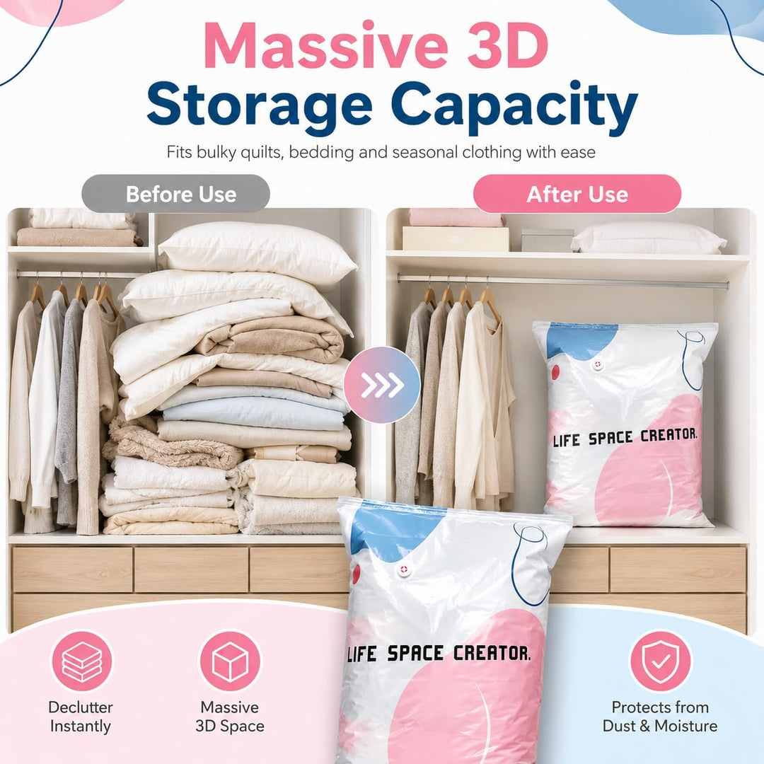 Vakuumbeutel Ohne Pumpe, No-Pump 3D Vacuum Life Space Creator Storage | Vacuum Storage Bags,4 Stück