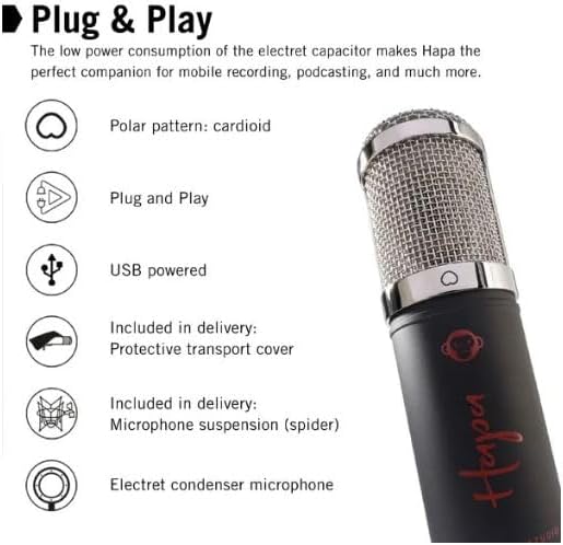 Monkey Banana Hapa USB-Mikrofon, Podcasting, Schwarz