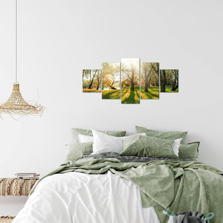 Runa Art Wandbilder Wald Landschaft 5 Teilig Bild auf Vlies Leinwand Deko Schlafzimmer Wohnzimmer So