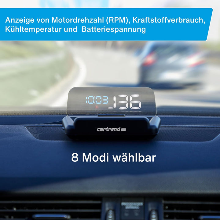 Cartrend 10632 Head Up OBD2 &amp; HUD Display Geschwindigkeitsmesser Auto Tachometer Wassertemperaturmes