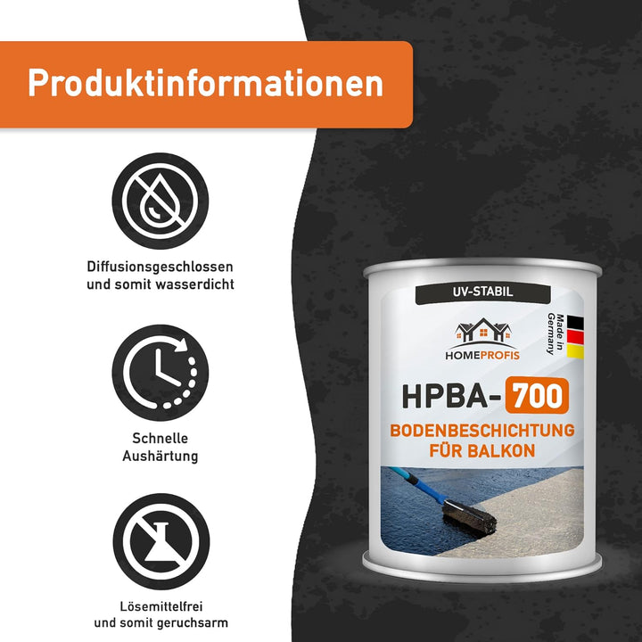 Home Profis® HPBA-700 seidenmatte UV-beständige 1K Bodenfarbe (5m²) für Balkon & Terrasse in RAL 301