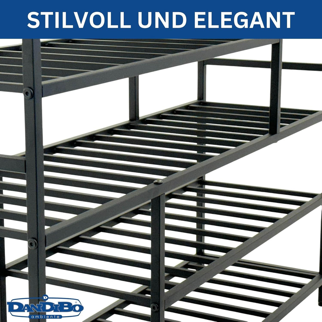 DanDiBo Schuhregal Platzsparend Metall Schwarz Modern 6 Etagen 100 cm mit Ablage Schuhständer mit St