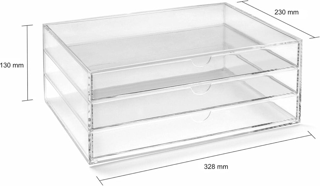 OSCO A3TSL Magazin mit 3 Schubladen aus klarem Acryl im Querformat farblos Single, Single