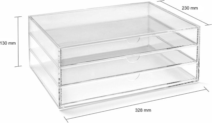 OSCO A3TSL Magazin mit 3 Schubladen aus klarem Acryl im Querformat farblos Single, Single