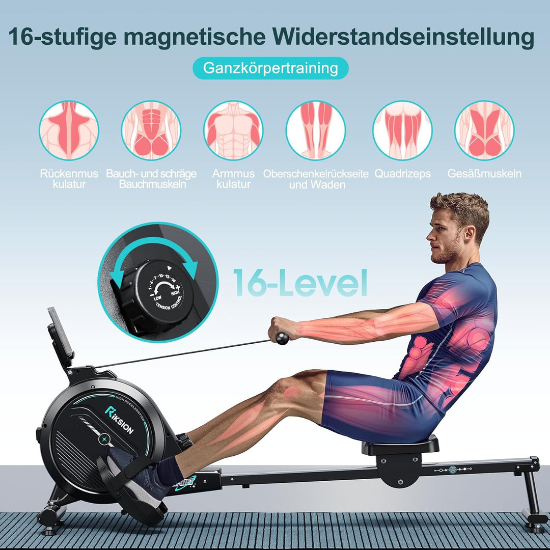 [2026 Neu] Rudergerät für Zuhause mit Magnet-Fitnesstrainer,Rudergerät 16 Stufen Widerstand, Indoor-