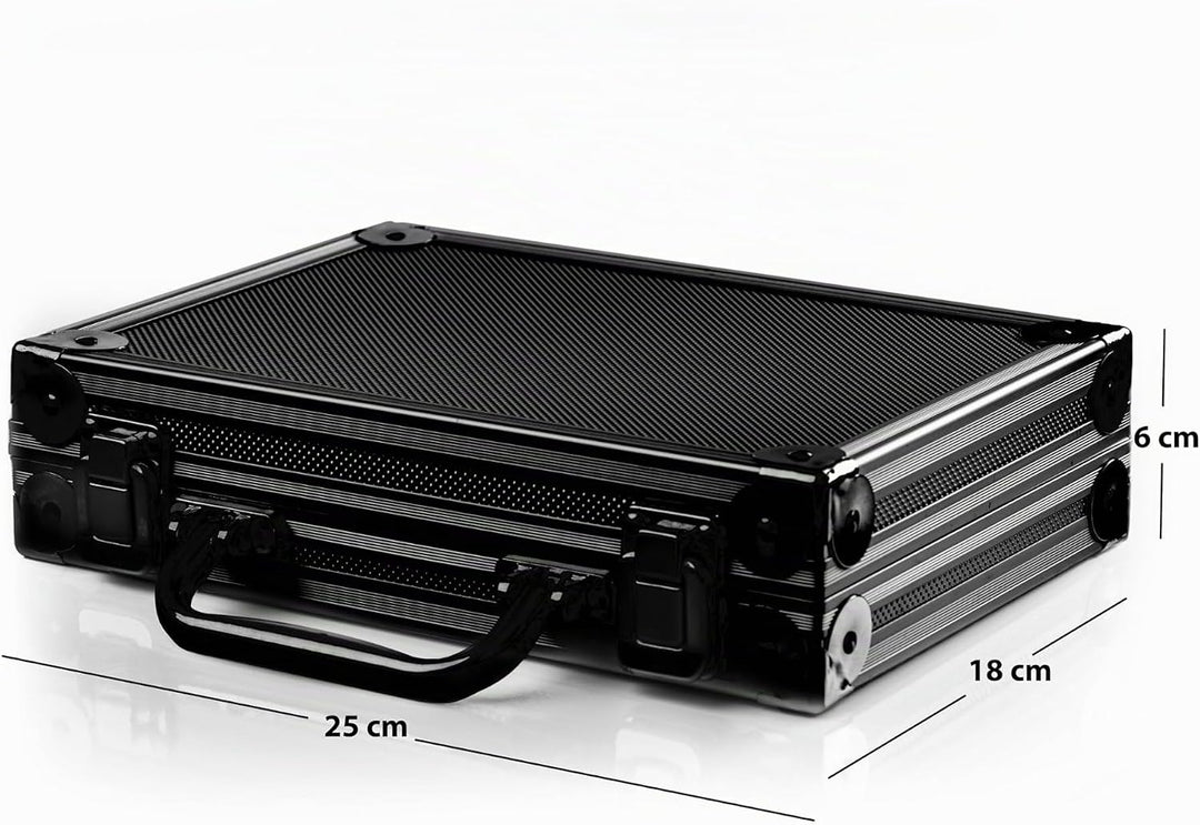 Dartkoffer Luxus in schwarz, schlagfest, Platz für 4 komplette Dartsets und Zubehör, Dartcase, Tasch