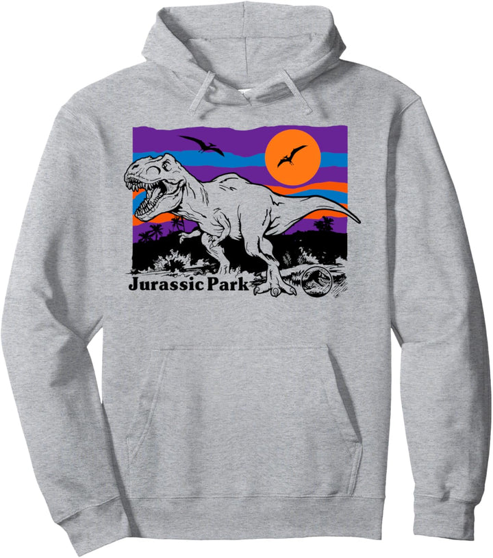 Jurassic Park T-Rex Multi-color Sunset Portrait Pullover Hoodie