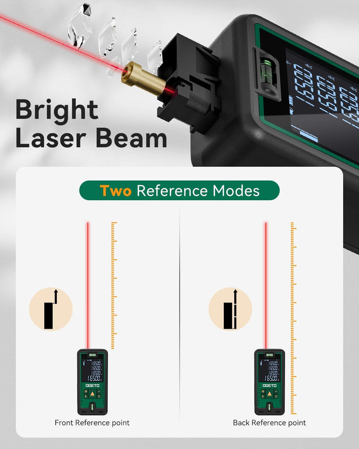 Laser Entfernungsmesser, OGETO Laser Entfernungsmesser mit LCD Hintergrundbeleuchtung, 99 Datensätze