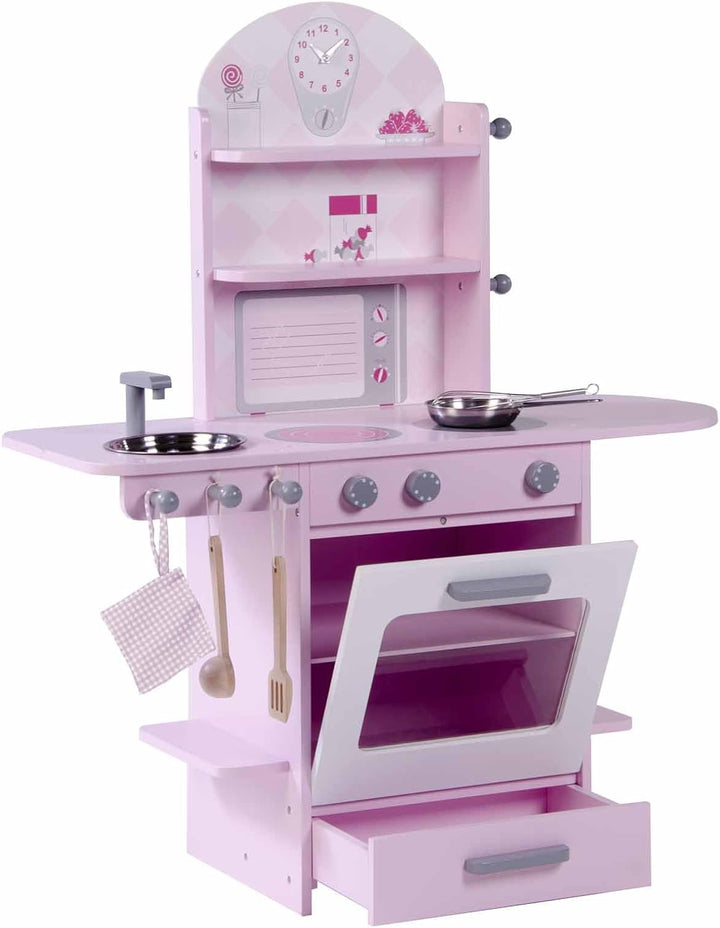 roba Spielküche, rosa, Kinderküche mit Herd, Spüle, Wasserhahn &amp; Regal inkl. Zubehör, Rosa