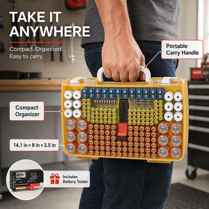 Xuerdon Batterie Aufbewahrungs Organizer mit doppelseitiger Batteriebehälter für 269 Stück AA AAA AA
