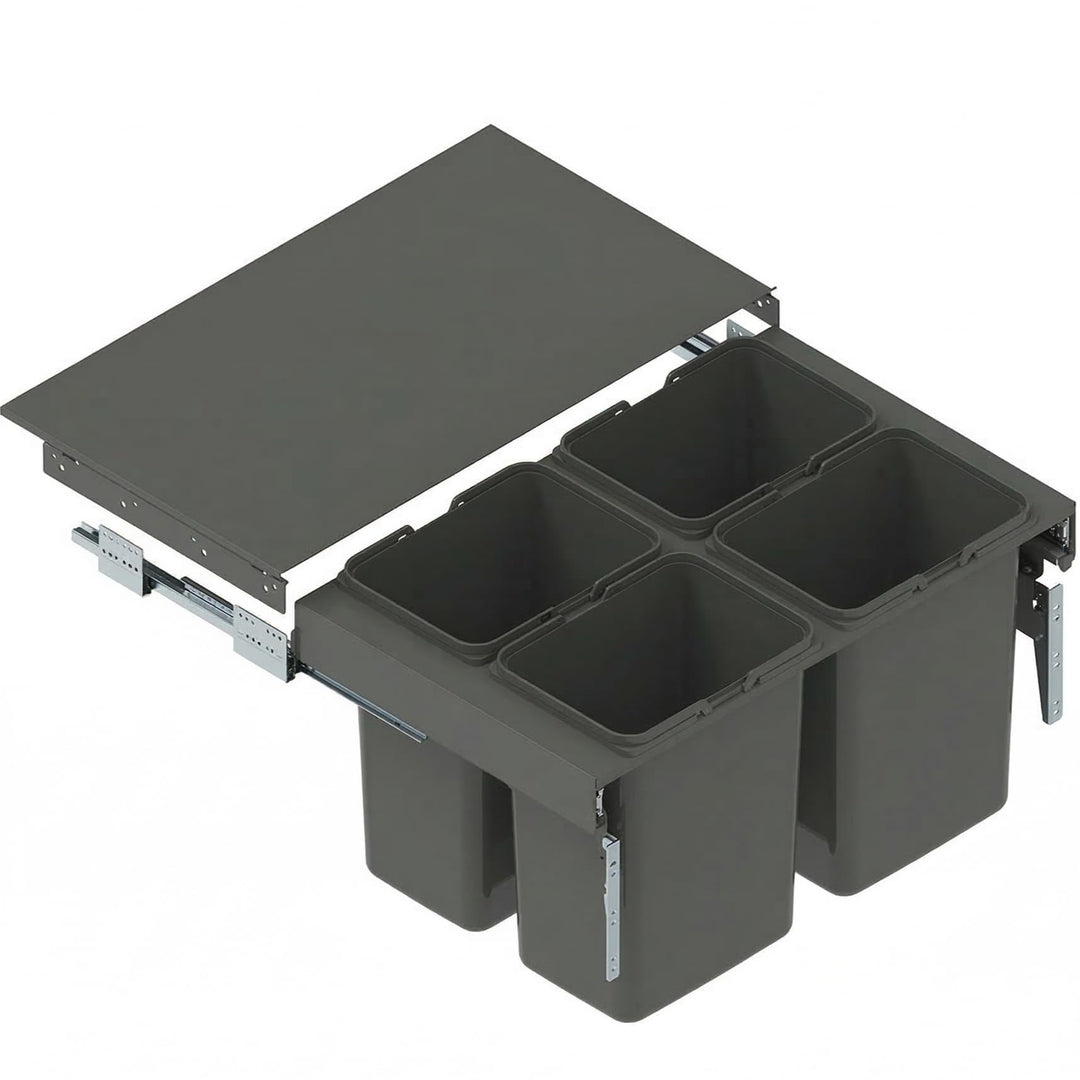 Einbau Mülleimer für 80 cm Küchenschrank 4x20L Abfallsystem mit Metall Vollauszug Soft Close Frontmo
