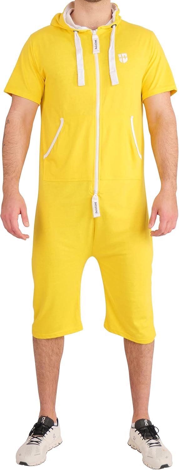 Gennadi Hoppe Herren Sommer Jumpsuit kurz 4XL gelb (yellow), 4XL gelb (yellow)