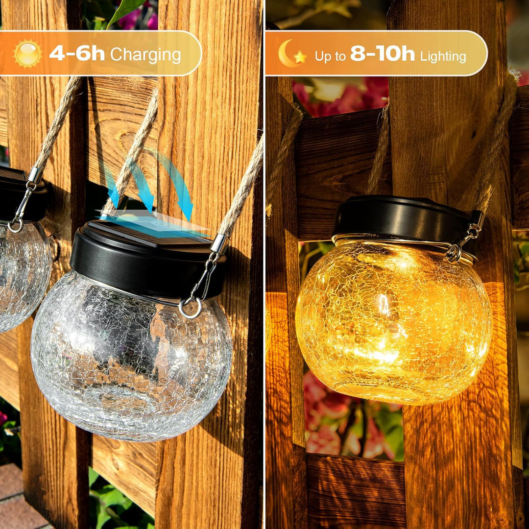 Solar Laternen Aussen 2er Set - IP65 wasserdichte Hängende Solarlampen mit Warm-Amber &amp; RGB Farben,