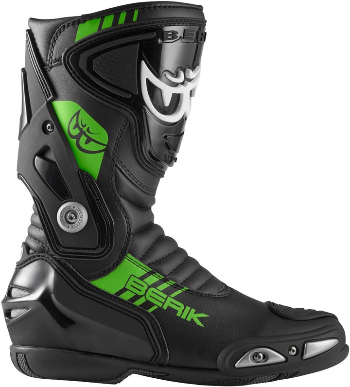 Berik Shaft 3.0 Motorradstiefel, schwarz/grün, 39 Schwarz Grün 39 EU, Schwarz Grün 39 EU