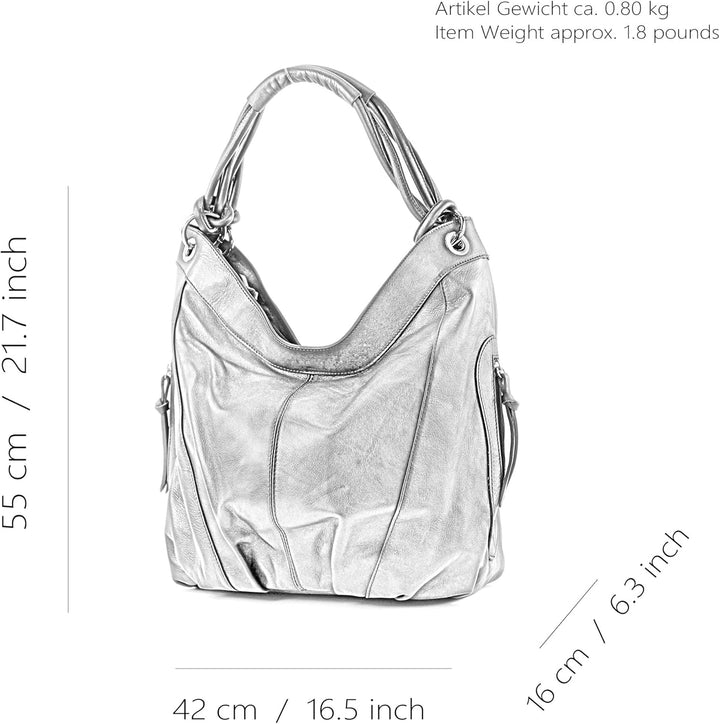 modamoda de - Z18 - ital Damenhandtasche aus Leder/Nappaleder Dunkelblau, Dunkelblau