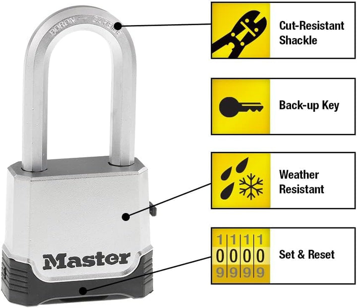 Master Lock Padlock, Magnum Set Your Own Combination Lock, 2 in. Wide, M176XDLH