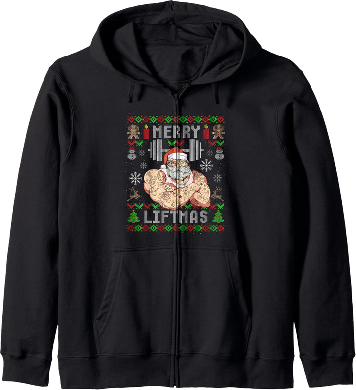 Lustiges Merry Liftmas Ugly Christmas Workout Powerlifting Kapuzenjacke