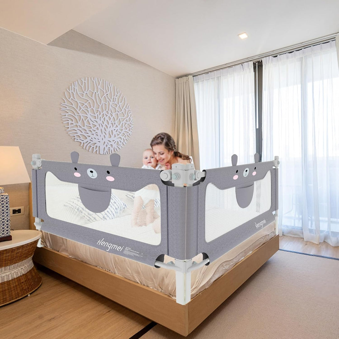 Bettgitter Rausfallschutz Bett Höhenverstellbar 180cm Bettschutzgitter mit Schnallendesign für Babys