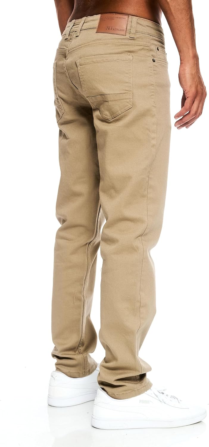 JEEL Herren-Jeans - Regular-Fit Straight-Cut - Stretch - Jeans-Hose Basic Washed 29W / 32L 09-camel,