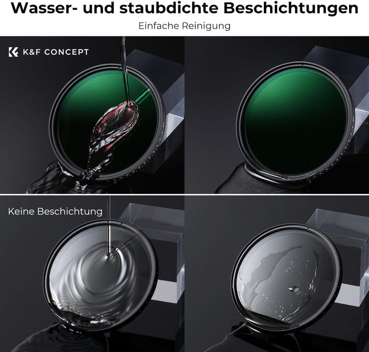 K&F Concept Nano-D Serie 77mm ND Filter ND8-2000 Variabler Graufilter (3-11 Blendenstufen), 77mm