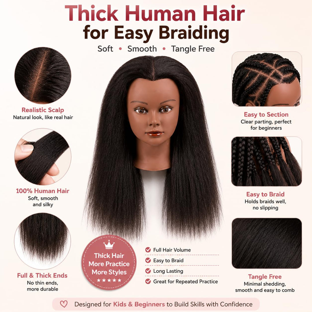 Mannequin Kopf 100% Echthaar Afro Cosmetology Haar Mannequin Kopf afrikanischer Amerikanischer Übung