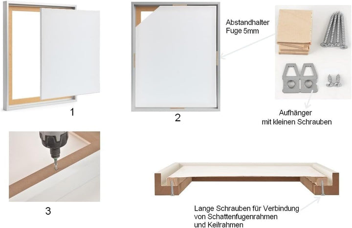 Stallmann Design Schattenfugenrahmen 33x95 cm schwarz, Bilderrahmen für Leinwandbilder auf Keilrahme