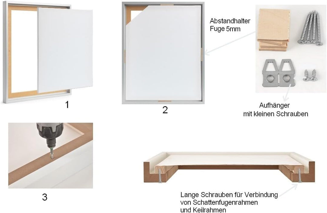 Stallmann Design Schattenfugenrahmen 33x98 cm schwarz, Bilderrahmen für Leinwandbilder auf Keilrahme