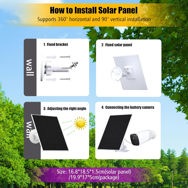Solarpanel für eufy Kamera,5V 5W Solar Panel für eufyCam 2/2 Pro/2C/2C Pro/3/3C/E/E20/E40/L20/L40/S3
