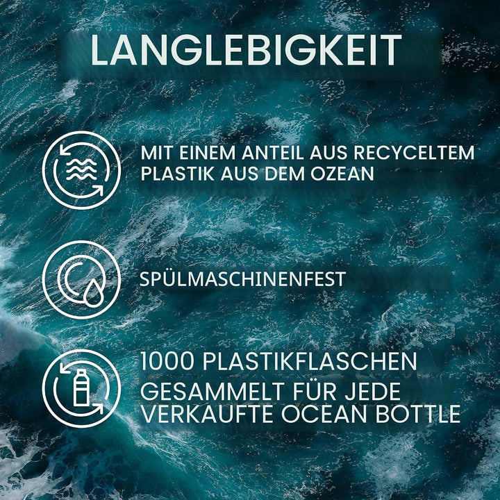 Ocean Bottle wiederverwendbare Edelstahl Wasserflasche - 100% spülmaschinenfest, doppelwandige Therm